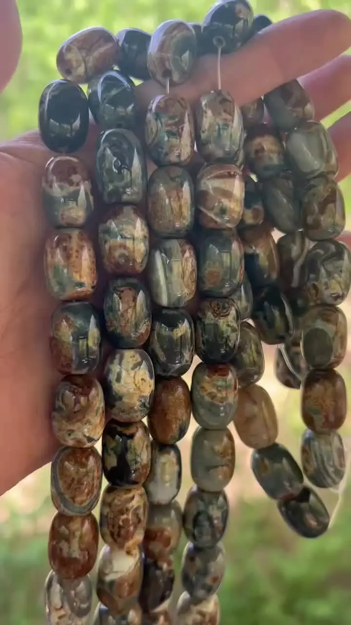 Большие винтажные огненные агатовые бусины 13x18 мм