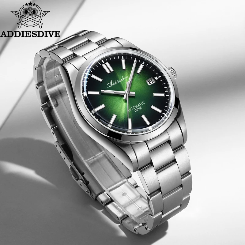 ADDIESDIVE Watch New AD2071 Top Brand Sappire Green Gradient Dial Luxury NH35 Automatic Watch Waterproof 100m Leisure Men Watch 2