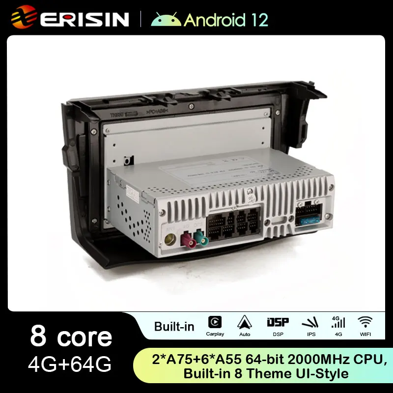 Erisin 7 Pouces 8-cœurs 4GO+64GO Universel Android 13 Autoradio Bluetooth GPS Navigator Support