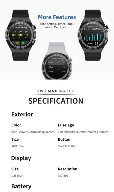 Reloj Inteligente Smart Watch Nfc Pantalla Redonda Hw3 Max GENERICO