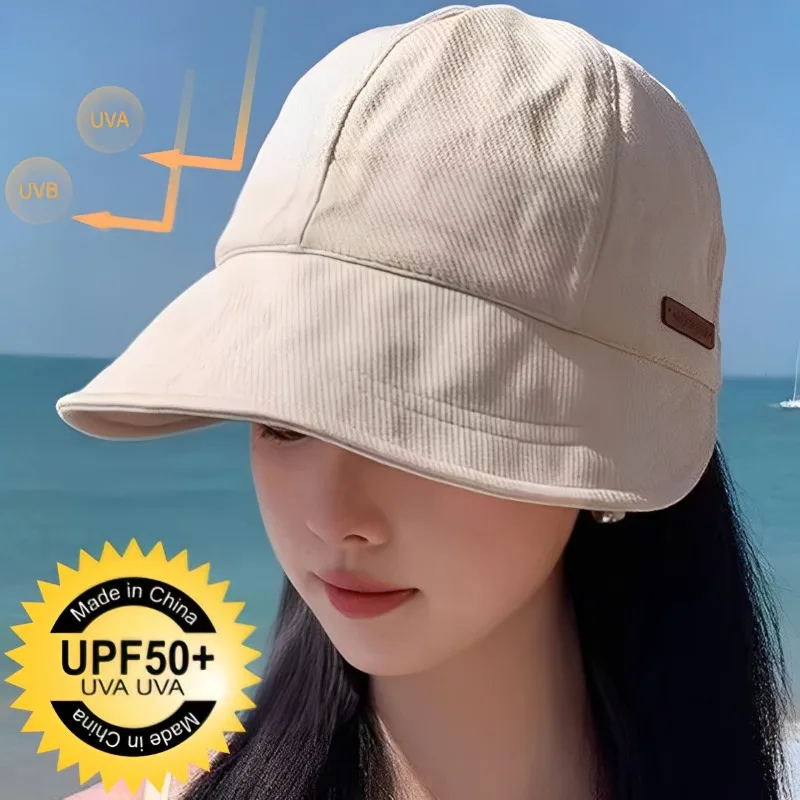 New Hat Women's Autumn Waffle Bucket Hat Women's Solid Color Drawstring Peaked Cap Wide Brim Sunshade Fisherman Hats Sunshade