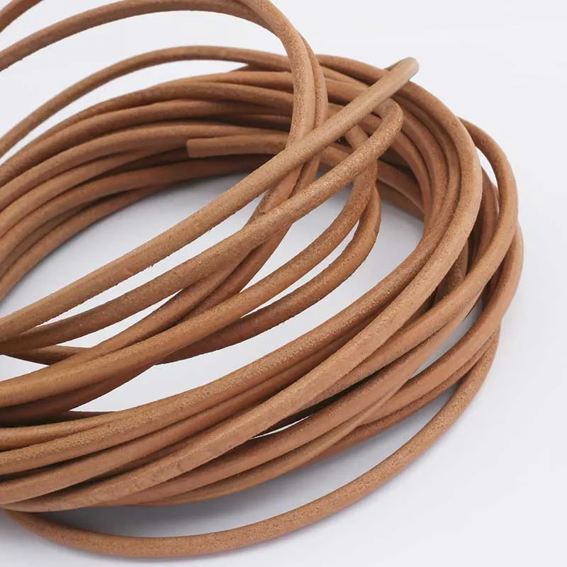 5 미터 자연 2mm 3mm 4mm 5mm 6mm 진짜  가죽 코드 라운드 로프 문자열 DIY 목걸이 팔찌 쥬얼리 만들기위한