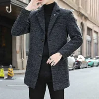 Medium-length Woolen Overcoat Jacket For Men Autumn Winter Korean Style Trendy Thickened Casual Winter Coat