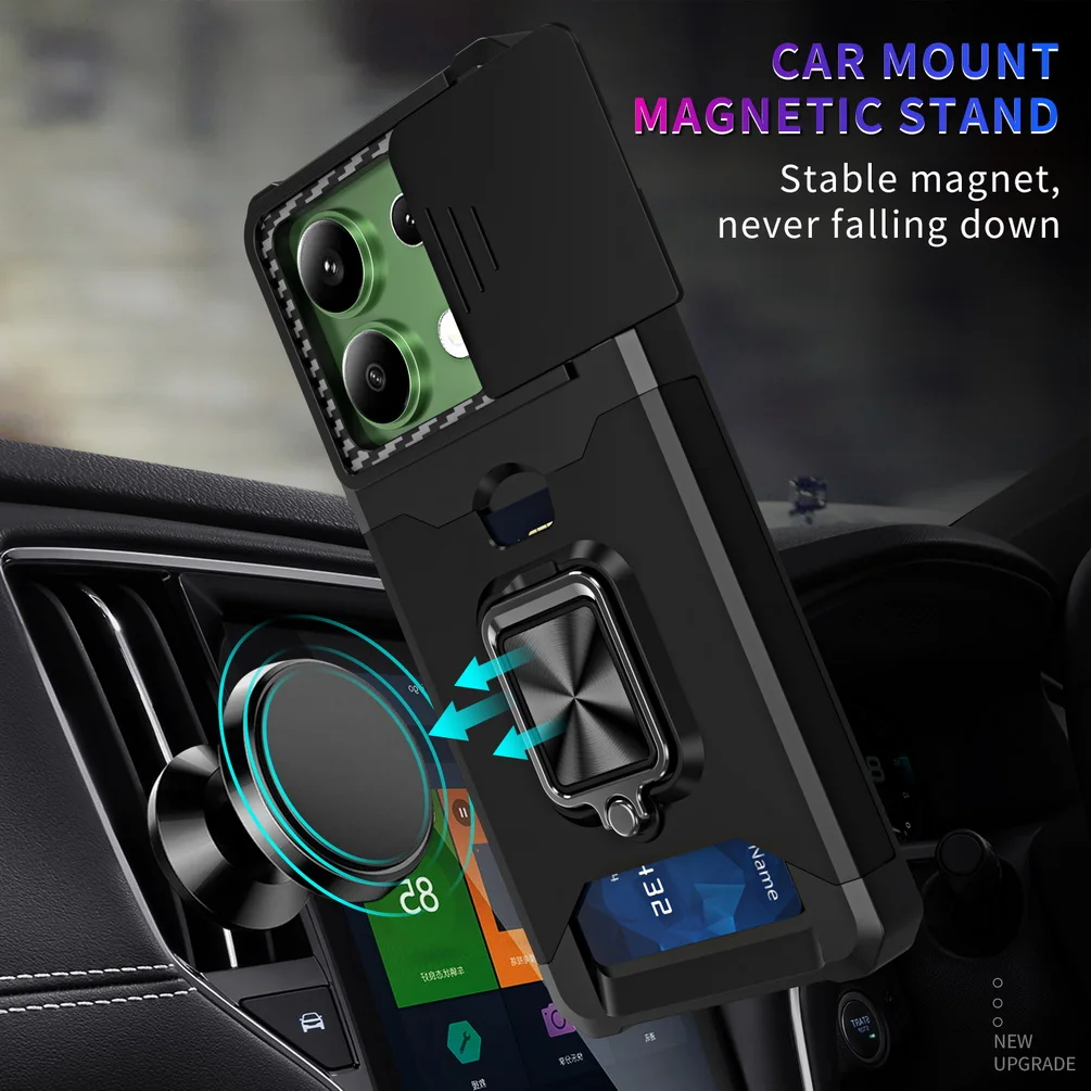 Versatile Card Slot Finger Ring Camera Protection Armor Case