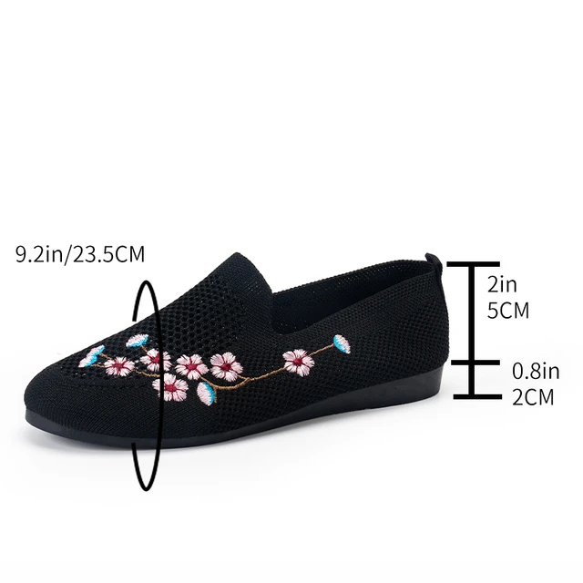 Zapatos planos informales sin cordones para mujer, zapatillas versátiles  bordadas para mujer, zapato Gao Jinjia LED