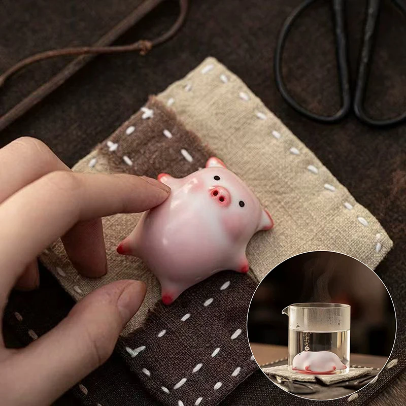 1pc Bubbling Tea Pet Piggy Cartoon Ceramic Tea Cup Little Pig Spit Bubbles Water Mug Funny Gift Home Decoration Tea Accessories