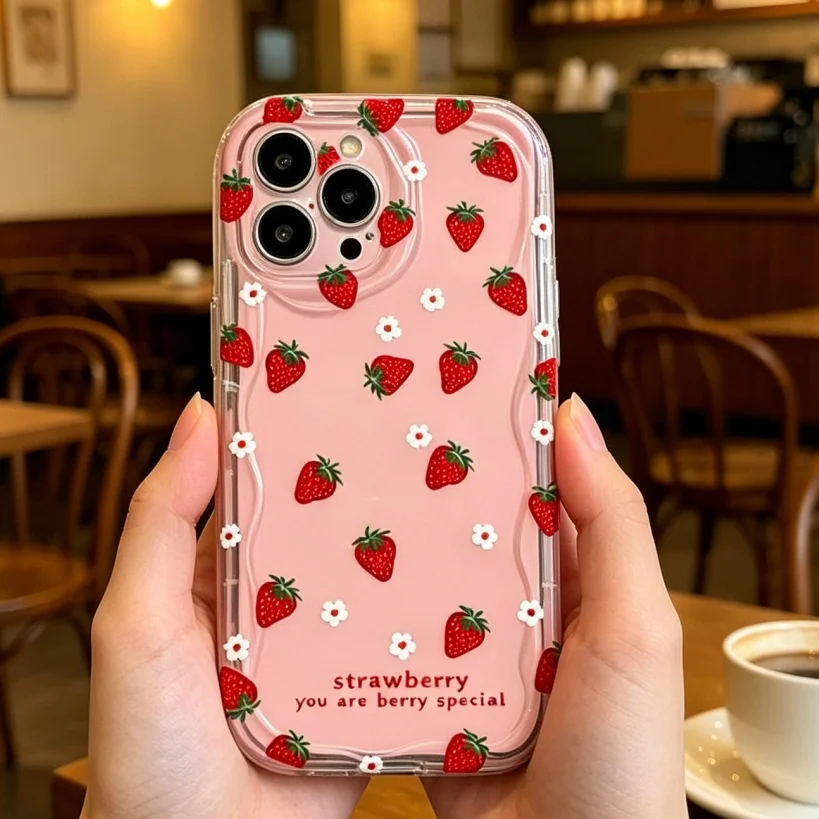 Cherry Strawberry Fruit 3D Wave Phone Cover