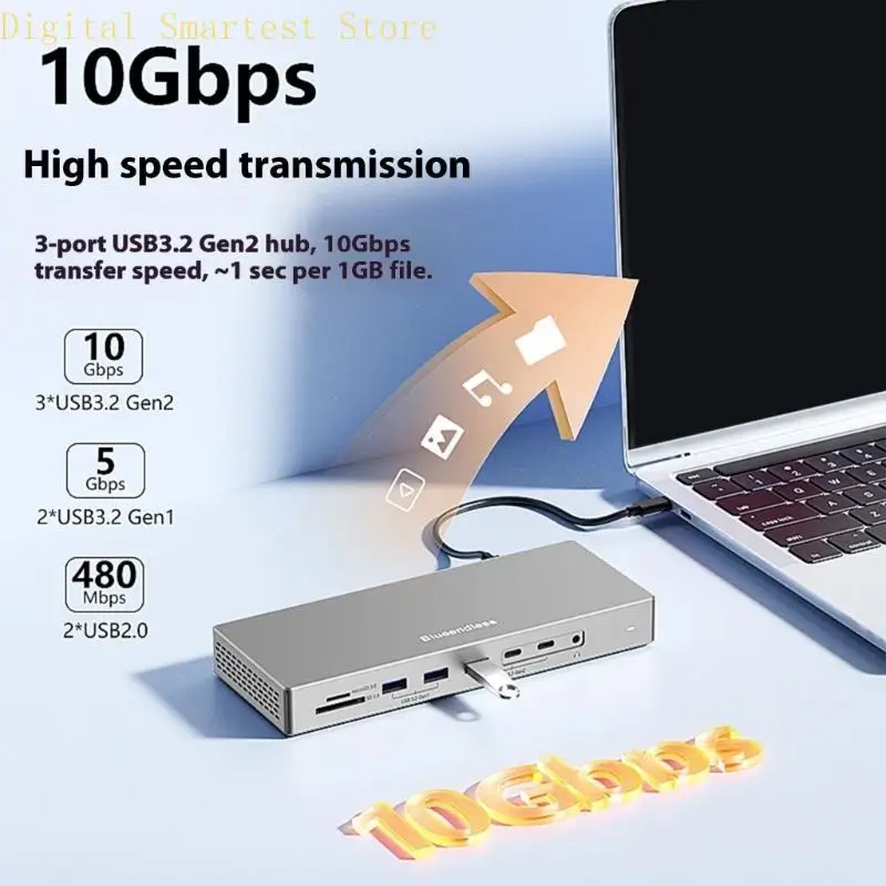 85AA USB C Dock 16 인터페이스 4K@60Hz 디스플레이 지원 고속 충전 USB 이더넷 포트