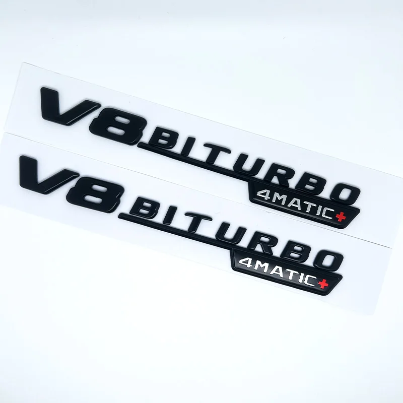 Premium Car Fender Side Emblem - V8 Biturbo 4matic Logo