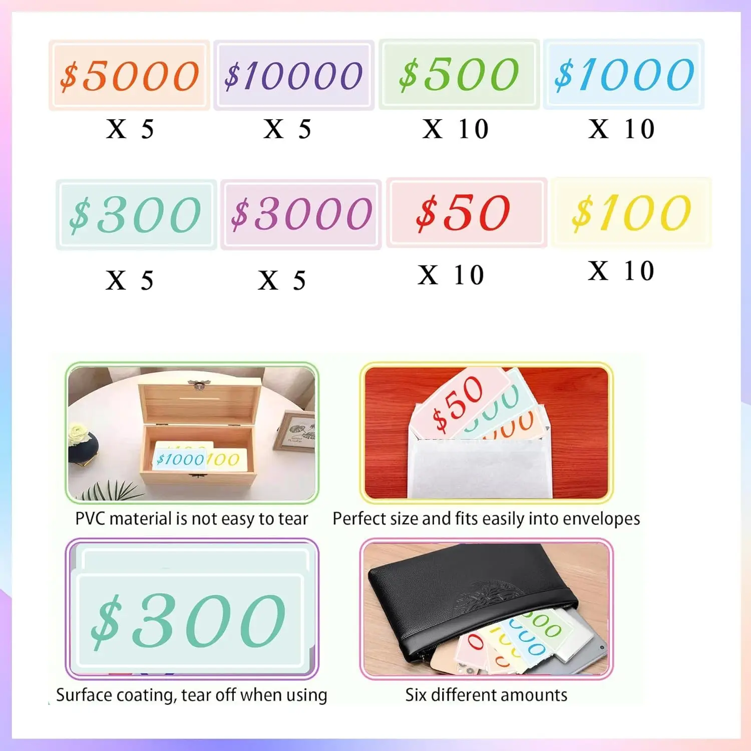 Cash Stuffing Placeholder for Envelopes Cash Envelope Place Holder 60Pcs Placeholders for Money Saving Challenge
