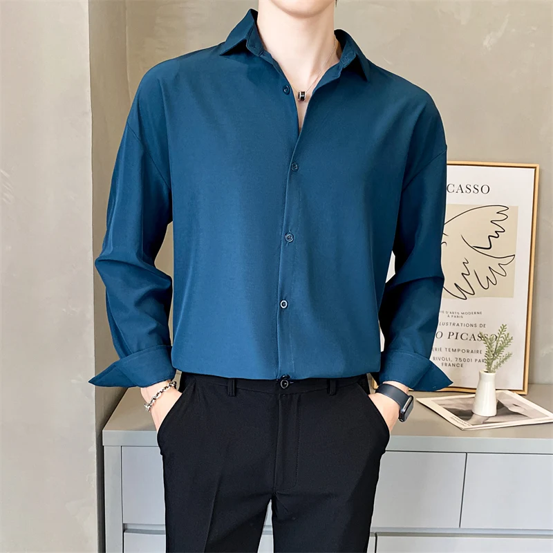 Korean Long Sleeve Shirts Men's Clothing Youthful Vitality Spring Summer Commute Single-breasted Loose Casual Polo-Neck Shirts casual youthful vitality plaid shirts long sleeve men s clothing commute turn down collar spring autumn single breasted shirts