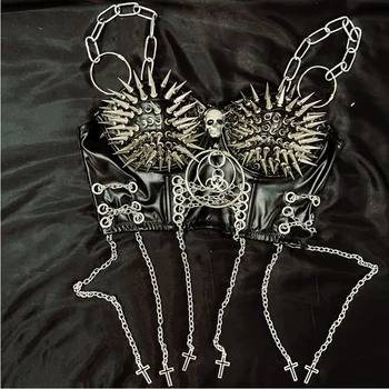 Spikey Skull Cropped Chain Top 1