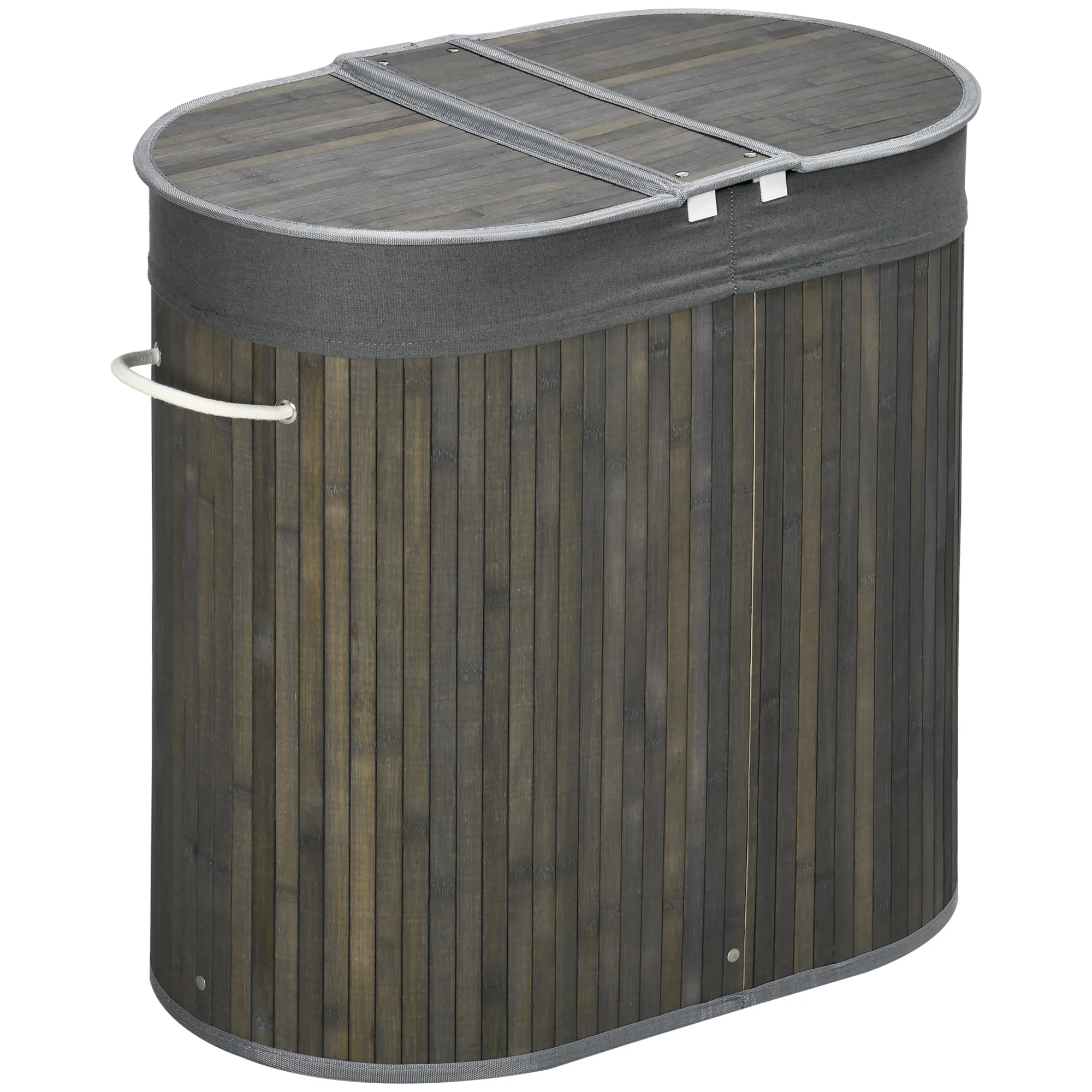Recolector Ropa Cesta de bambú para la colada con tapa, recolector de ropa de 100L con ...