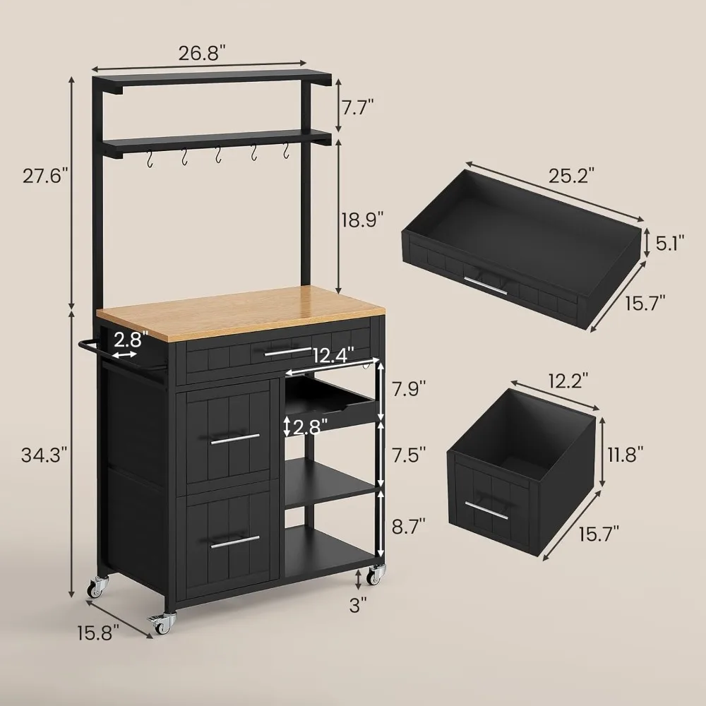Rolling Kitchen Island with Storage 2