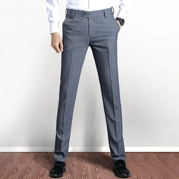Suit Pants Men Straight Smart Casual Dress Pants Mens Solid Color Slim Elastic Formal Suit Trousers Four Seasons Mens Clothing 6