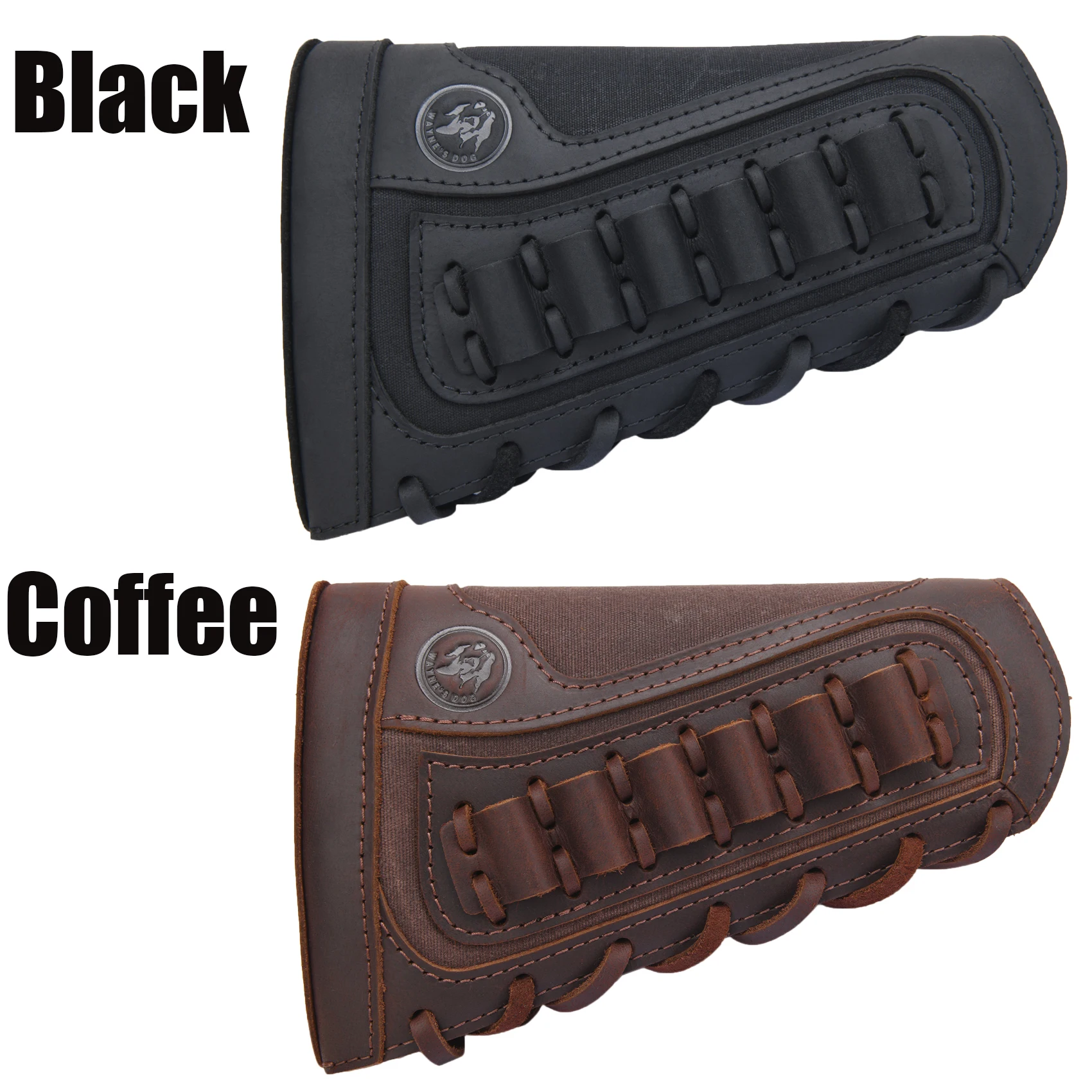 Vintage Leather Canvas Rifle Shotgun Ammo Buttstock Cheek Rest Pad Cover for .30/30, 357, 45-70 .22LR 12GA .308, 30-06, .44