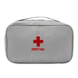 Portable Travel First Aid & Medicine Organizer Bag - 23x17cm (Grayish White)