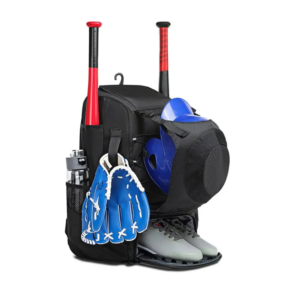 Baseball Bag Durable Zipper Design Oxford Cloth Baseball Backpack with Shoe Compartment Waterproof Bat Bag for Sports