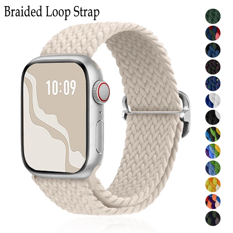 Bracelete de laço trançado para Apple Watch, Ultra Band, 49mm, 44mm, 45mm, 42mm, 41mm, Nylon, Elastic Belt Bracelet, iWatch Series 8, 7, 6, 5, 4, SE, 3