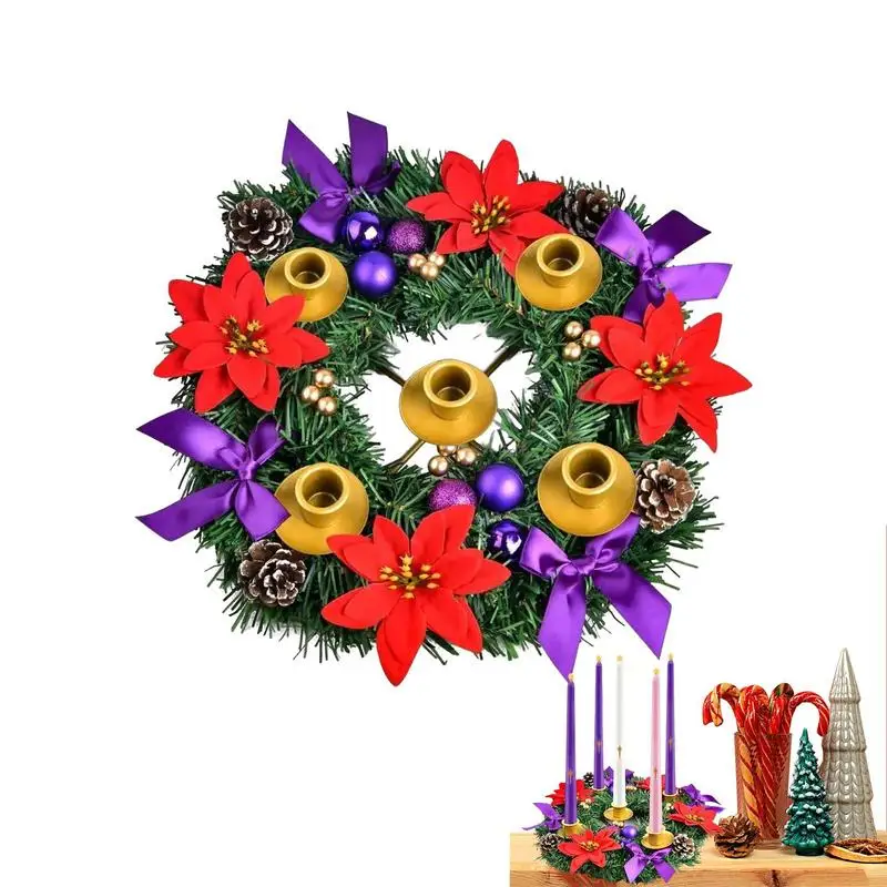 Portavelas Para Corona De Adviento - Juego De 8 Púas Con Plato Colector De Cera, 12 Cm, Color Óxido - Decoración Navideña