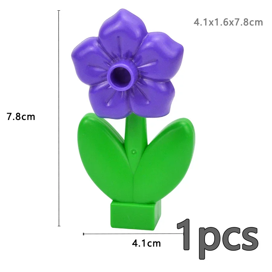 Duploes Big Size Building Block Plant Fruit Accessorie Flower Grass Tree Stump Adornment Farm  Large Plates Brick Duploes Toy 6