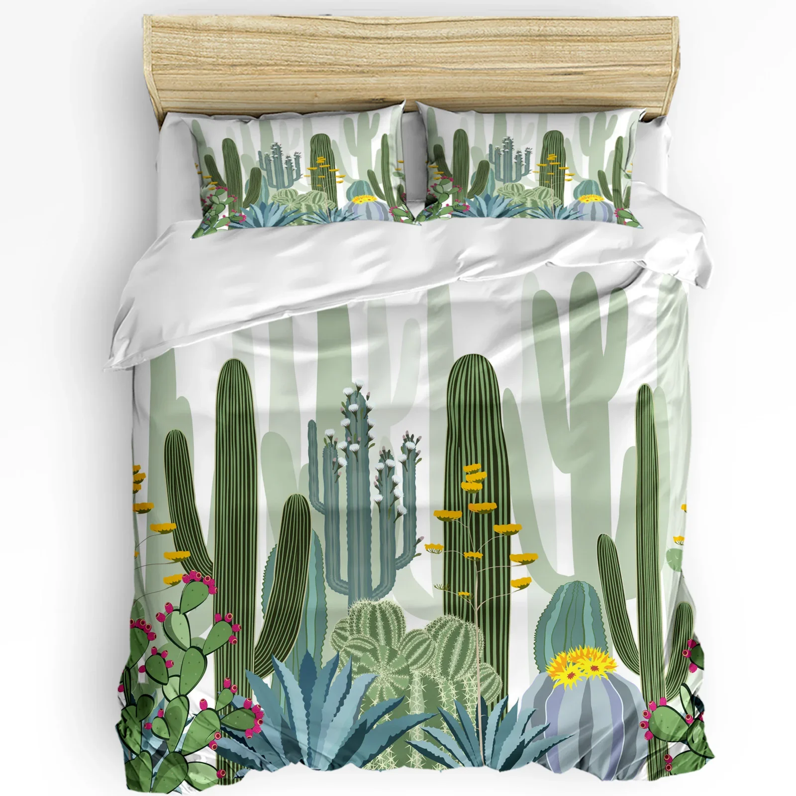 Cactus Plant Cartoon Flower Printed Comfort Duvet Cover Pillow Case Home Textile Quilt Cover Boy Kid Teen Girl 3pcs