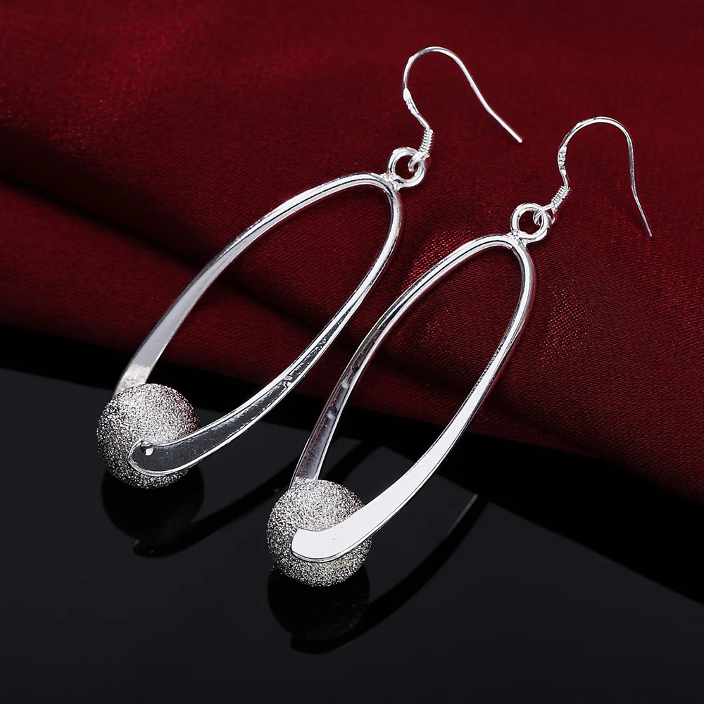 Hot Popular 925 Sterling Silver fine Frosted beads earrings for Women wild party classic fashion jewelry Holiday gifts