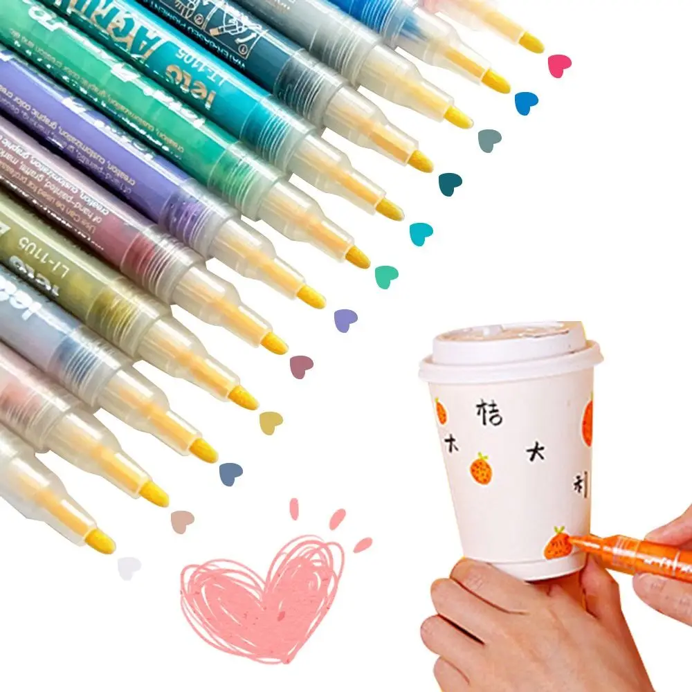 

12pcs Acrylic Paint Pens Set, Acrylic Paint Pens Acrylic Paint Markers Pen For Rock Painting Wood Canvas Ceramic, DIY Mug Design
