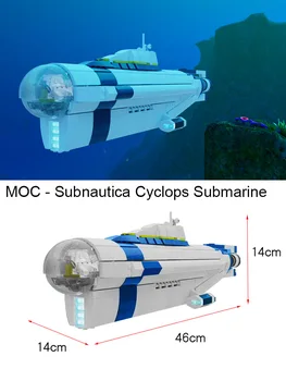 Глубоководная подводная лодка MOC, строительный блок, модель Subnautica, подводная лодка, морские корабли, кирпич, детская игрушка в подарок