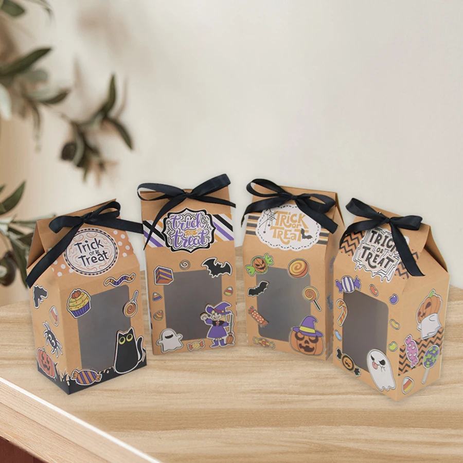 12 Stück Halloween Pappe Geschenk boxen für Halloween behandeln Boxen in Halloween Funktionen für Süßigkeiten Snacks Keks kleine Geschenke mit w – Detail 2