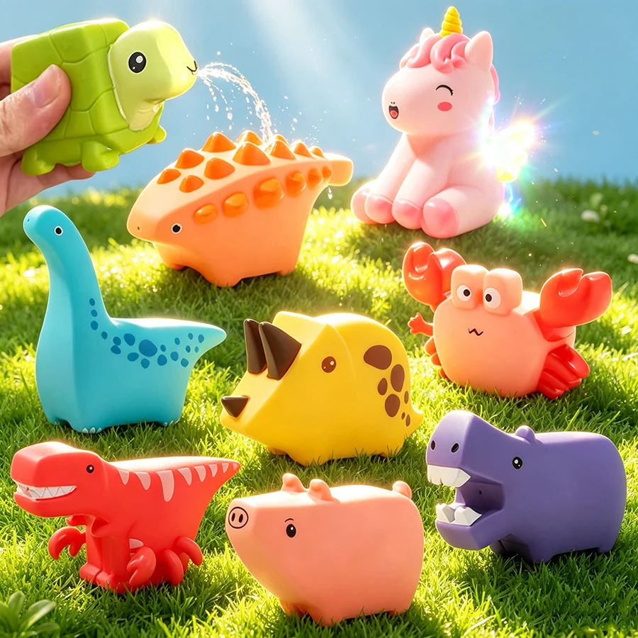 Colorful Rubber Animal Bath Toys Set - 6 Pieces