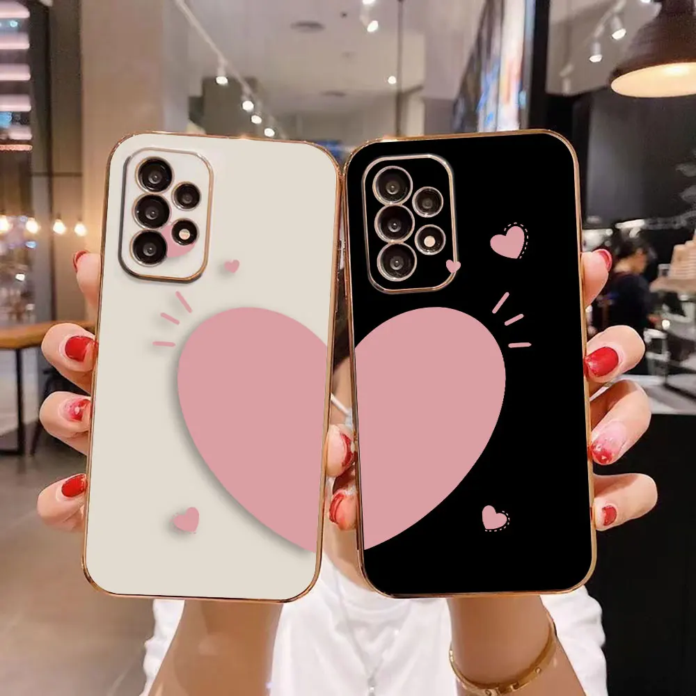 

Cover Smooth E-TPU Phone Case For Samsung A73 A72 A71 A54 A53 A52 A51 A33 A32 A23 A22 A13 5G Case Funda Fashionable Half Heart