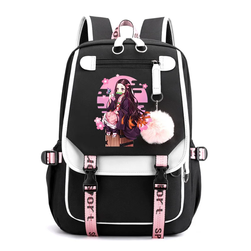 Anime Demon Slayer Backpack Kawaii School Bags Girls Boy Manga Cartoon Large Capacity Bookbag for Teenager USB Charging Backpack 2