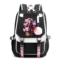 Anime Demon Slayer Backpack Kawaii School Bags Girls Boy Manga Cartoon Large Capacity Bookbag for Teenager USB Charging Backpack 2