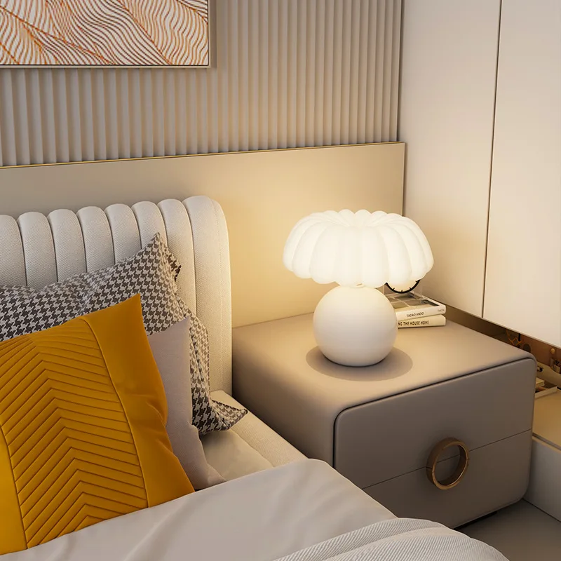 Lampe de chevet blanche fleur champignon – Image 2