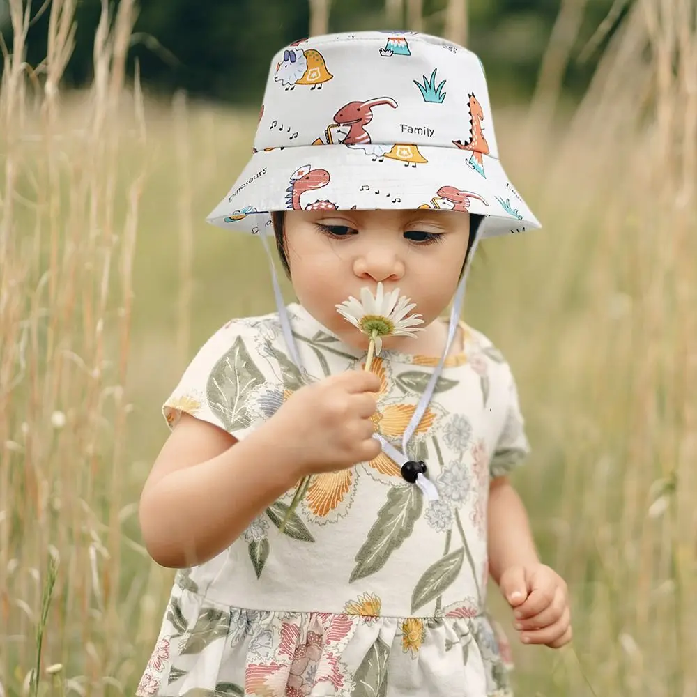 Summer Baby Hat Boy Girl Cotton UV Protection Sun Cap Children Panama Beach Kids Bucket Hat Cute Cartoon Infant Cap