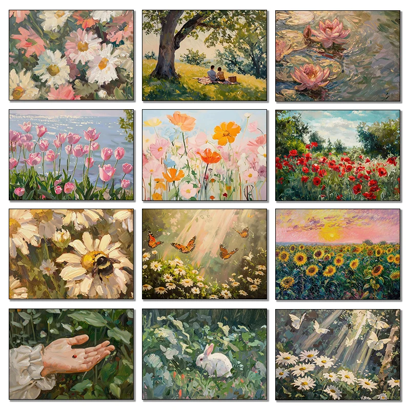 Spring Academy Floral Retro Canvas Art - Botanical Collection Wall Decor