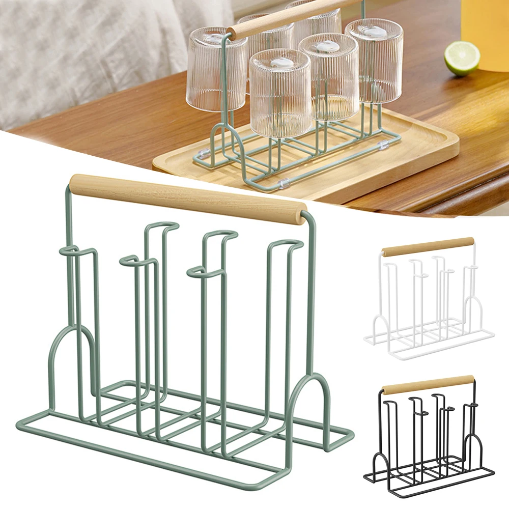

Newest Simple Glass Cup Drying Rack with Handle Non-Slip Water Cup Drain Storage Rack Upside Down Cup Stand Durable