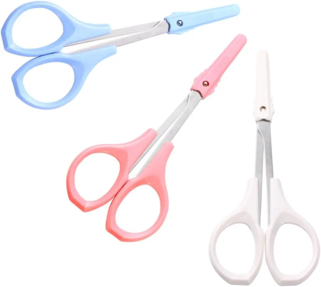 New Stainless Steel Eyelash Scissors Curved White Straight Rounded Makeup Eyelash Cut Tools Nose Hair Scissors for Wedding Gift