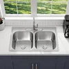 33 Inch Double Bowl Kitchen Sink Topmount 50/50 Drop In 18 Gauge 304 Stainless Steel Sinks with Basket Strainer 33" x 22" x 9" 3