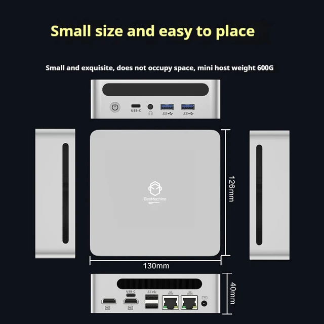 Genmachin AMD 7840HS MINI PC Windows 11 Ryzen LPDDR5 32GB 6400Mhz RAM WIFI6 BT5.2 Pc jeu bricolage ordinateur de jeu Ordenador 2