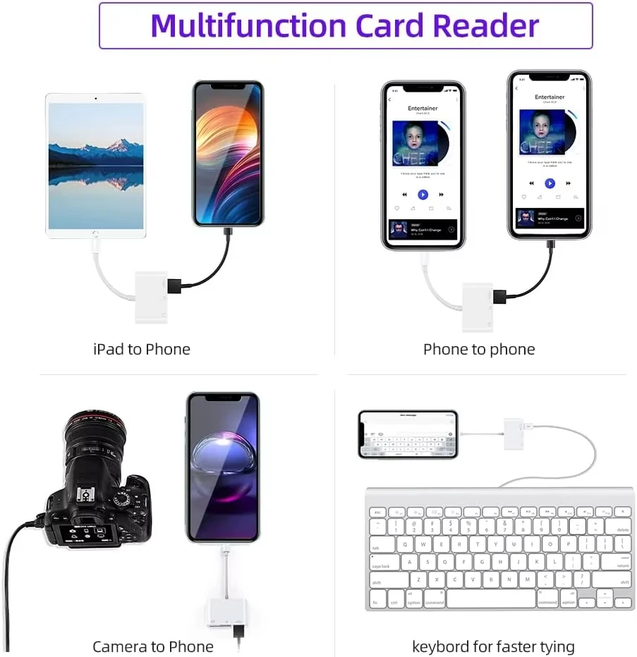 3 in 1 Lightning Adapter to SD TF Card Reader For iPhone 14 13 12 11 Pro Max Camera Memory OTG Adapter For Huawei Xiaomi Samsung