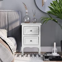 White Nightstand Set of 2, Nightstands with 2 Drawers, Bed Side Table/Night Stand, Small Nightstand for Bedroom 2