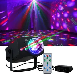 16 Patterns Laser Light Voice Control Stage Light DJ Lamp with Remote Control Magic Ball Disco Projecter for KTV Bar Party Decor