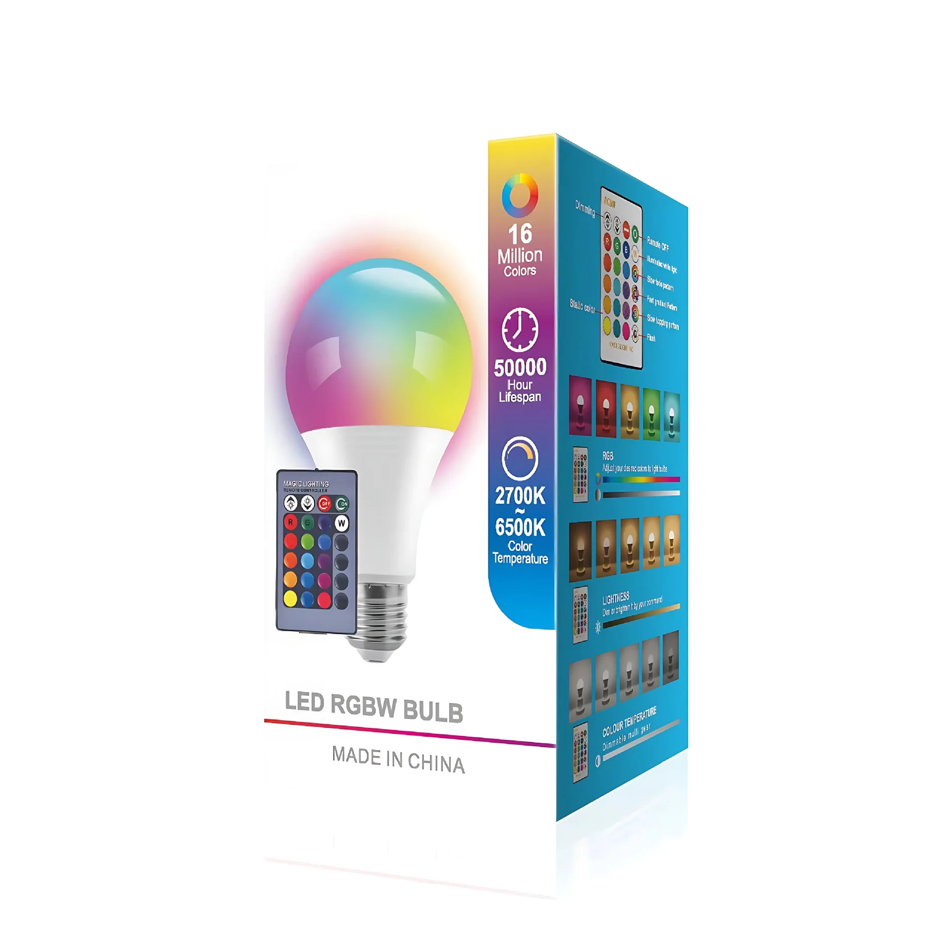 LED 스마트 전구 제어 RGB 볼 버블 및 그래피티, 가족 색상 변경 조명, E27 블루투스 전구, 20W, A80, RGBW, 220V
