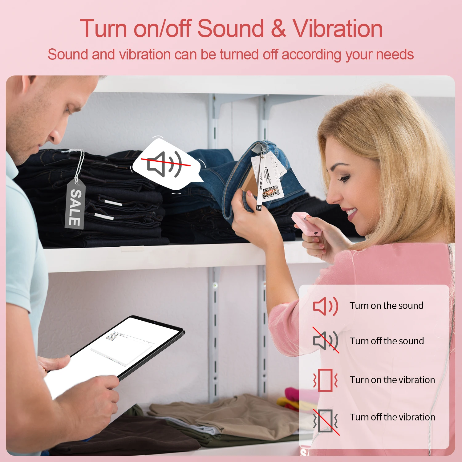 Eyoyo 1D Bluetooth Barcode Scanner Mini Pink For Women, Library Warehouse Portable Barcodes Scanning Support Windows iOS Android