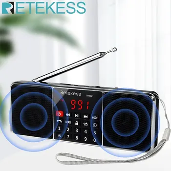 RETEKESS 디지털 휴대용 라디오 AM FM 블루투스 스피커, 스테레오 MP3 플레이어, TF SD 카드, USB 드라이브, 핸즈프리 통화 LED, TR602