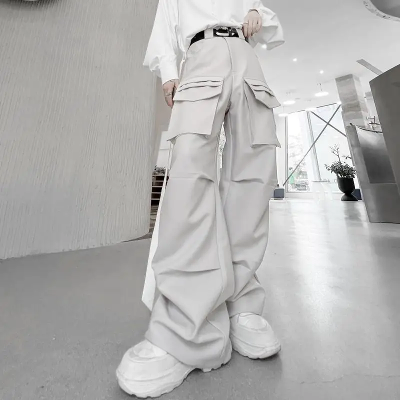 

Techwear Cargo Pants Men Black Cargo Trousers Male Korean Streetwear Hip Hop Pleated Loose Casual Safari Style Darkwear