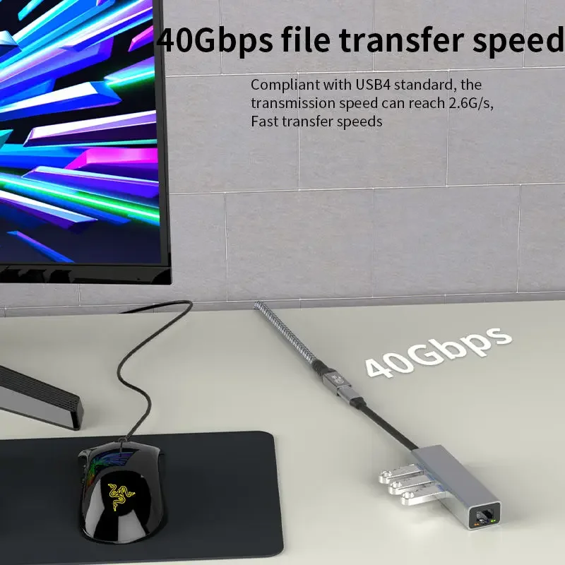 90도 썬더볼트 4 USB C 연장 케이블 40Gbps PD240W 고속 충전 타입 C 데이터 케이블 8K@60Hz 삼성 화웨이 맥북용