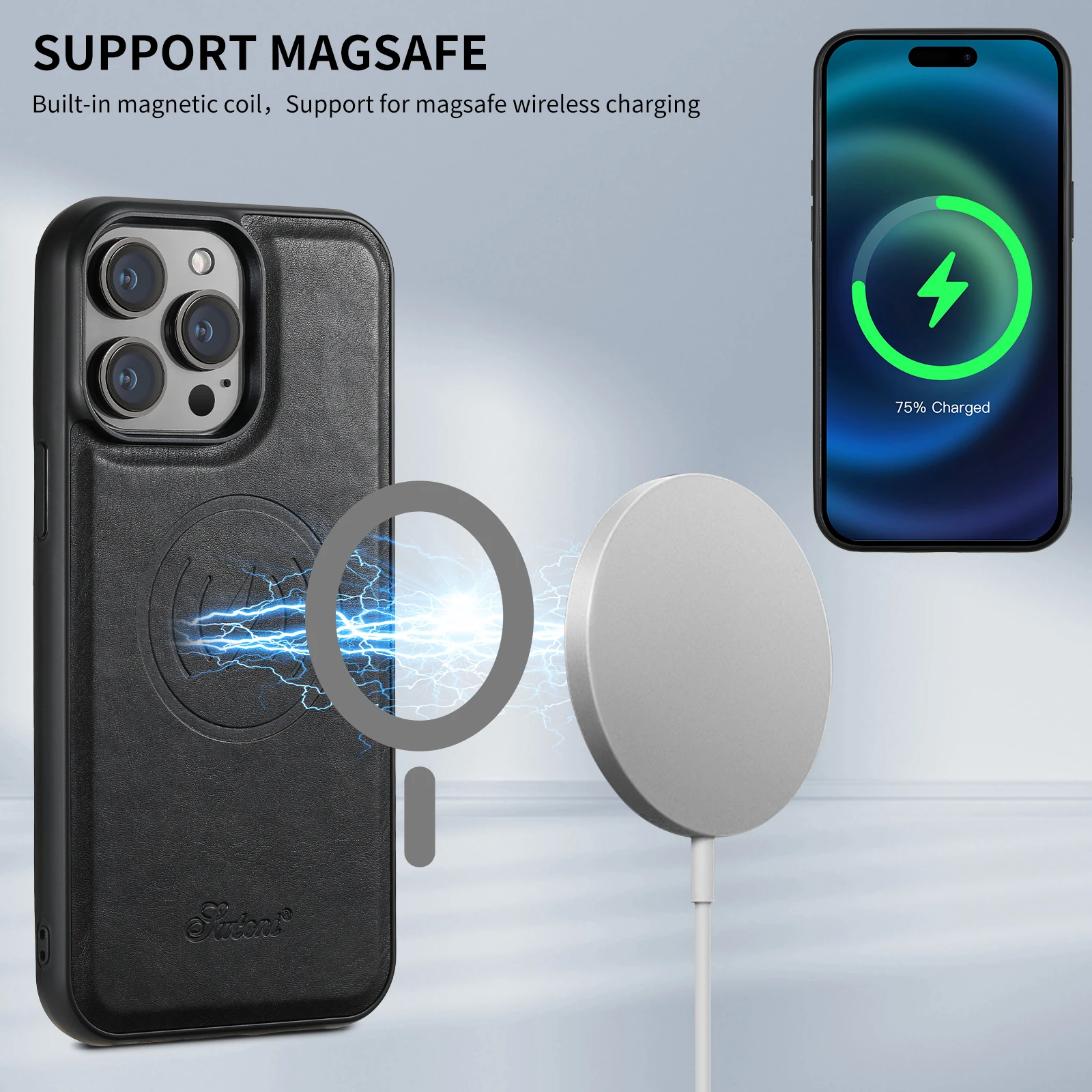 Skycase Case Designed for iPhone 13 Pro 6.1'', Support[Magsafe Charge][2 in  1] Magnetic Detachable Flip Folio Wallet Phone Case with Card Slots for